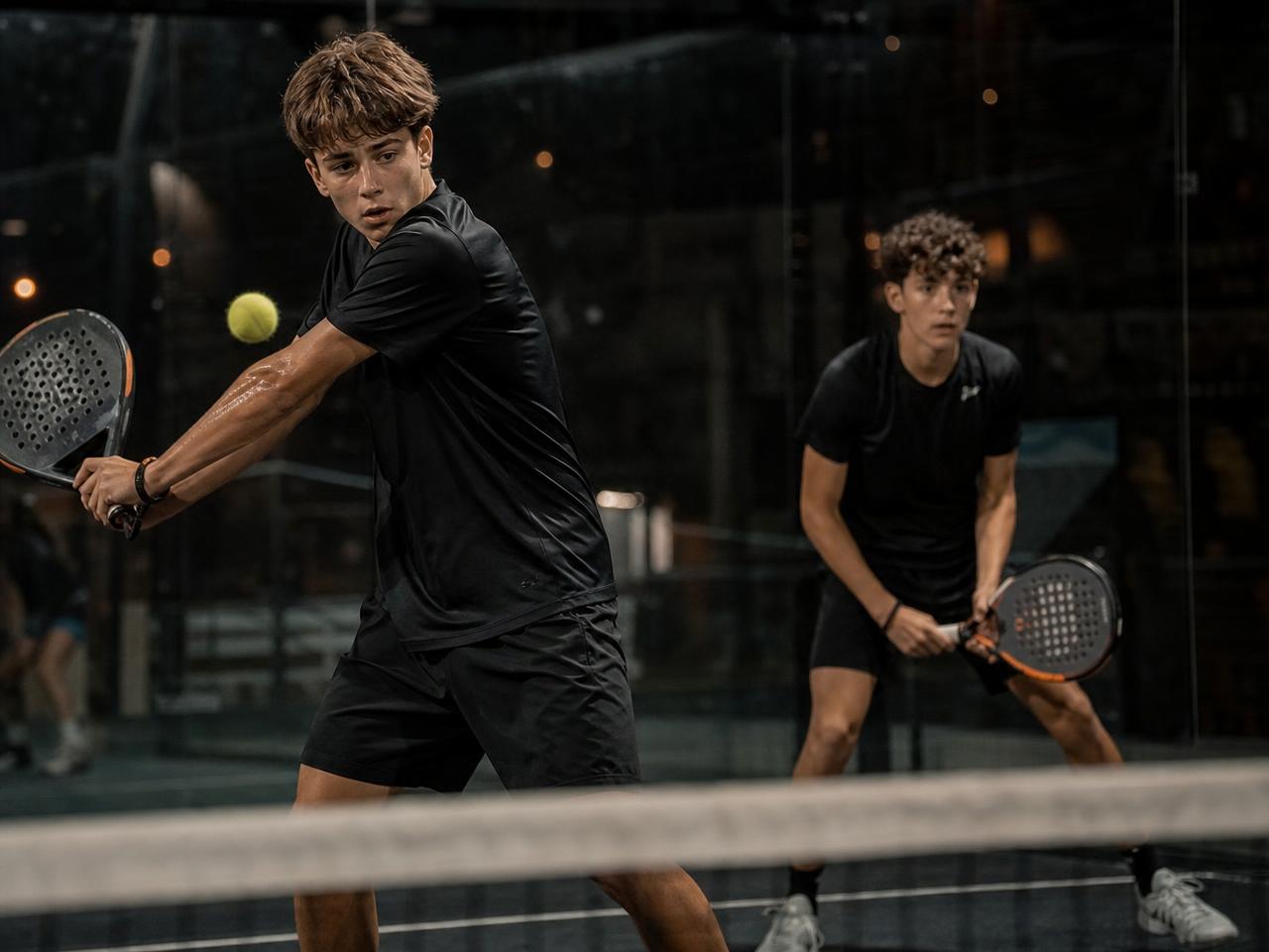 Boys Under 16 division — SA Grand Tour players in competitive match play on a championship padel court