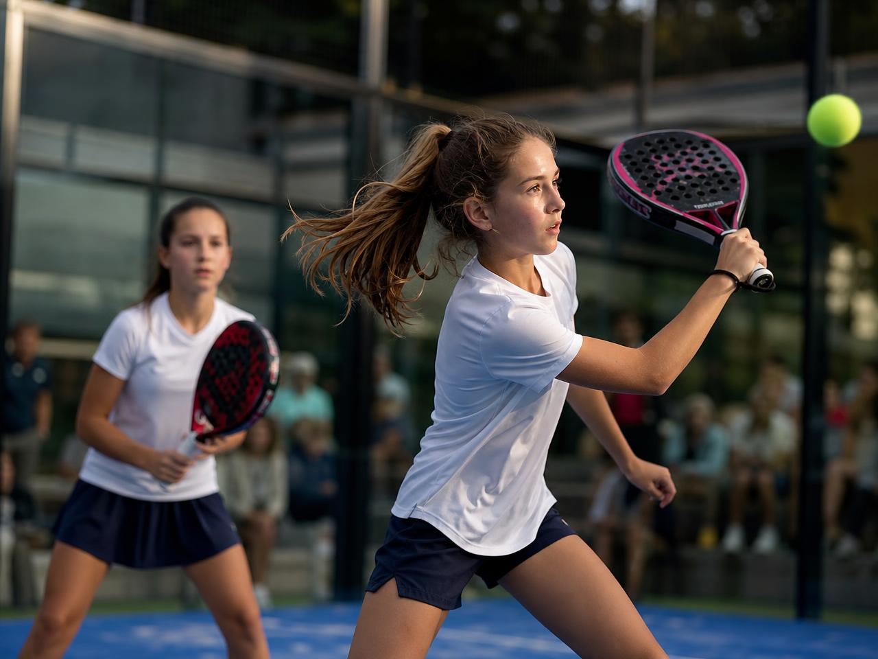 Girls Under 14 division — SA Grand Tour players in competitive match play on a championship padel court