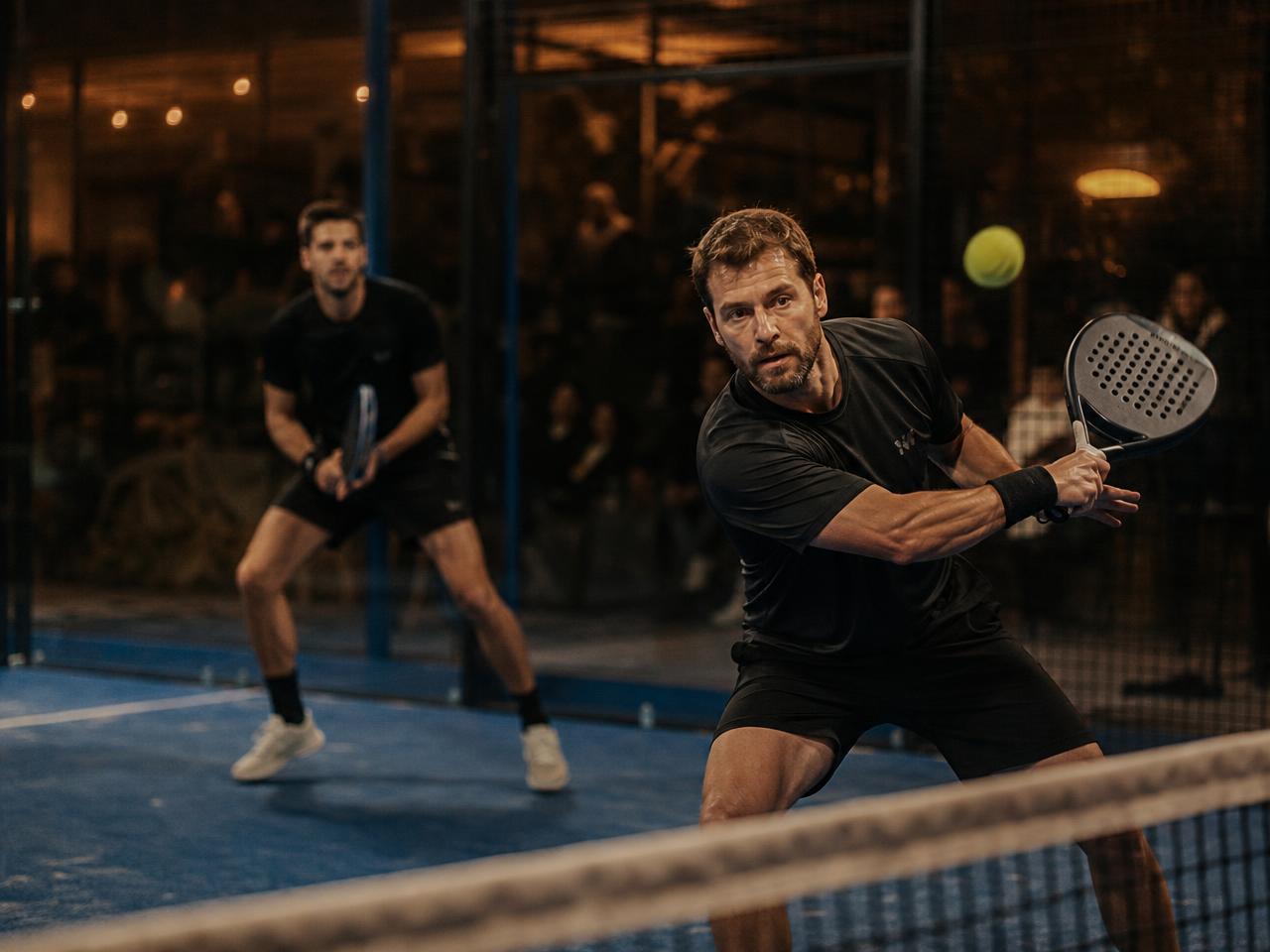 Over 35 division — SA Grand Tour players in competitive match play on a championship padel court
